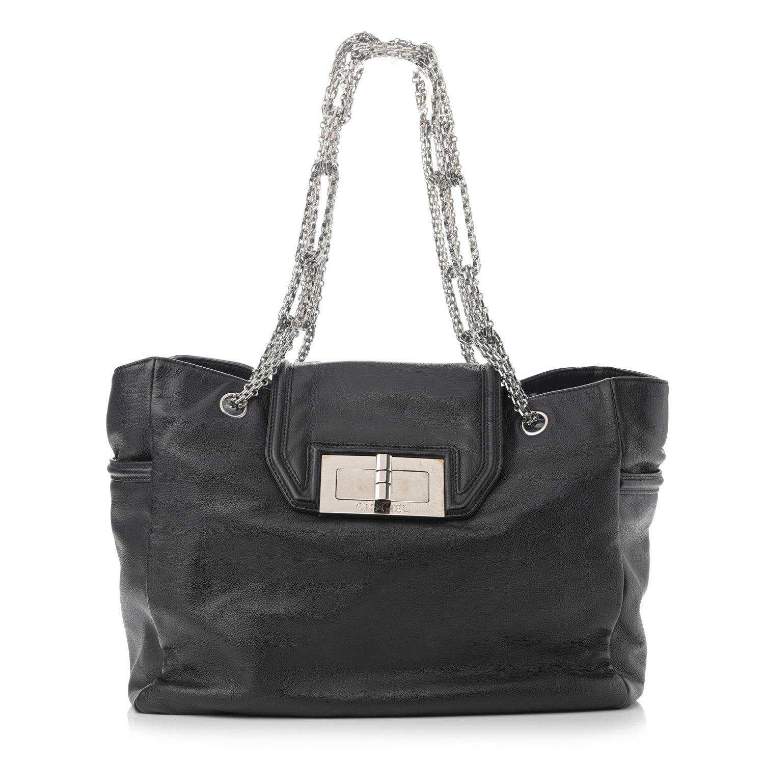 Chanel Calfskin Mademoiselle Lock Shopper Tote Black 1 of 10