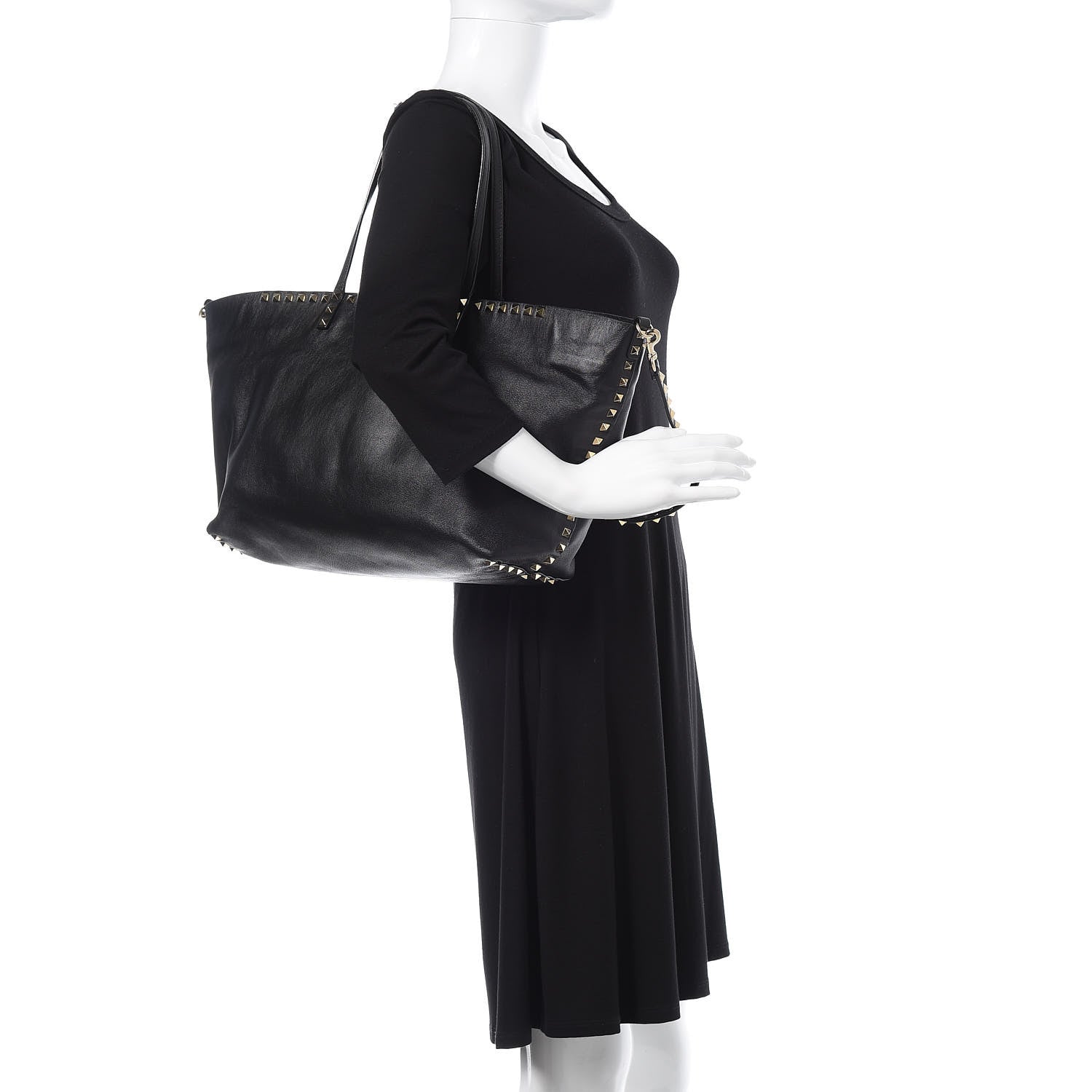Valentino Garavani Vitello Rockstud Crossbody Tote Black 2 of 15