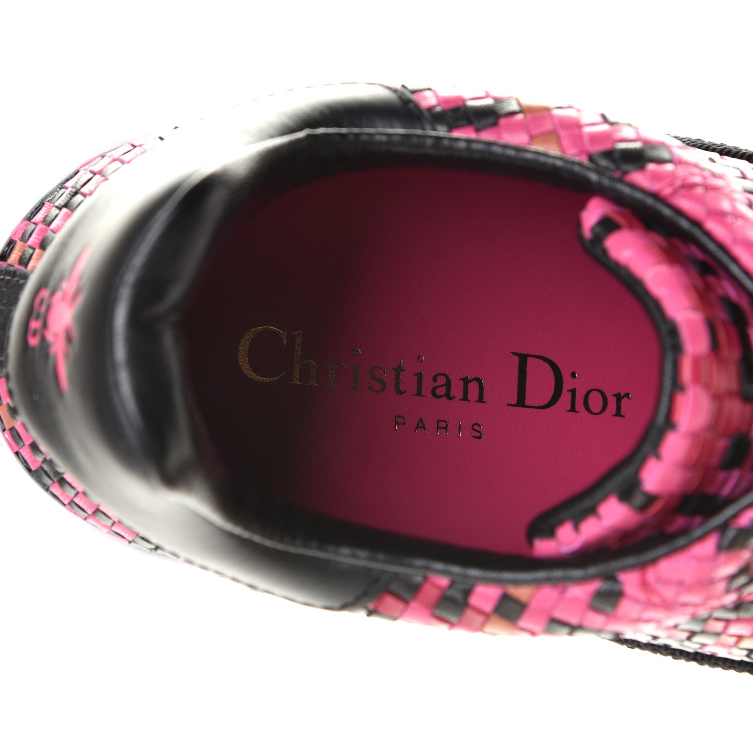 Christian Dior Laminated Lambskin Woven D-Smash Sneakers 36 Fuxia Black 7 of 8