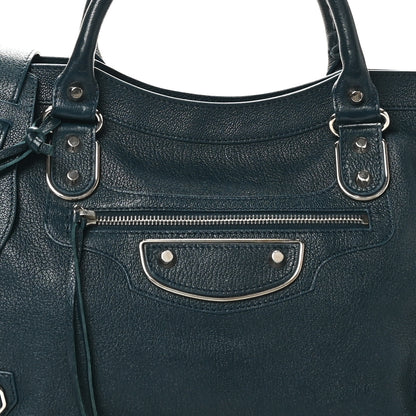 Balenciaga Chevre Gold Metallic Edge Hardware City Bleu Paon 9 of 11