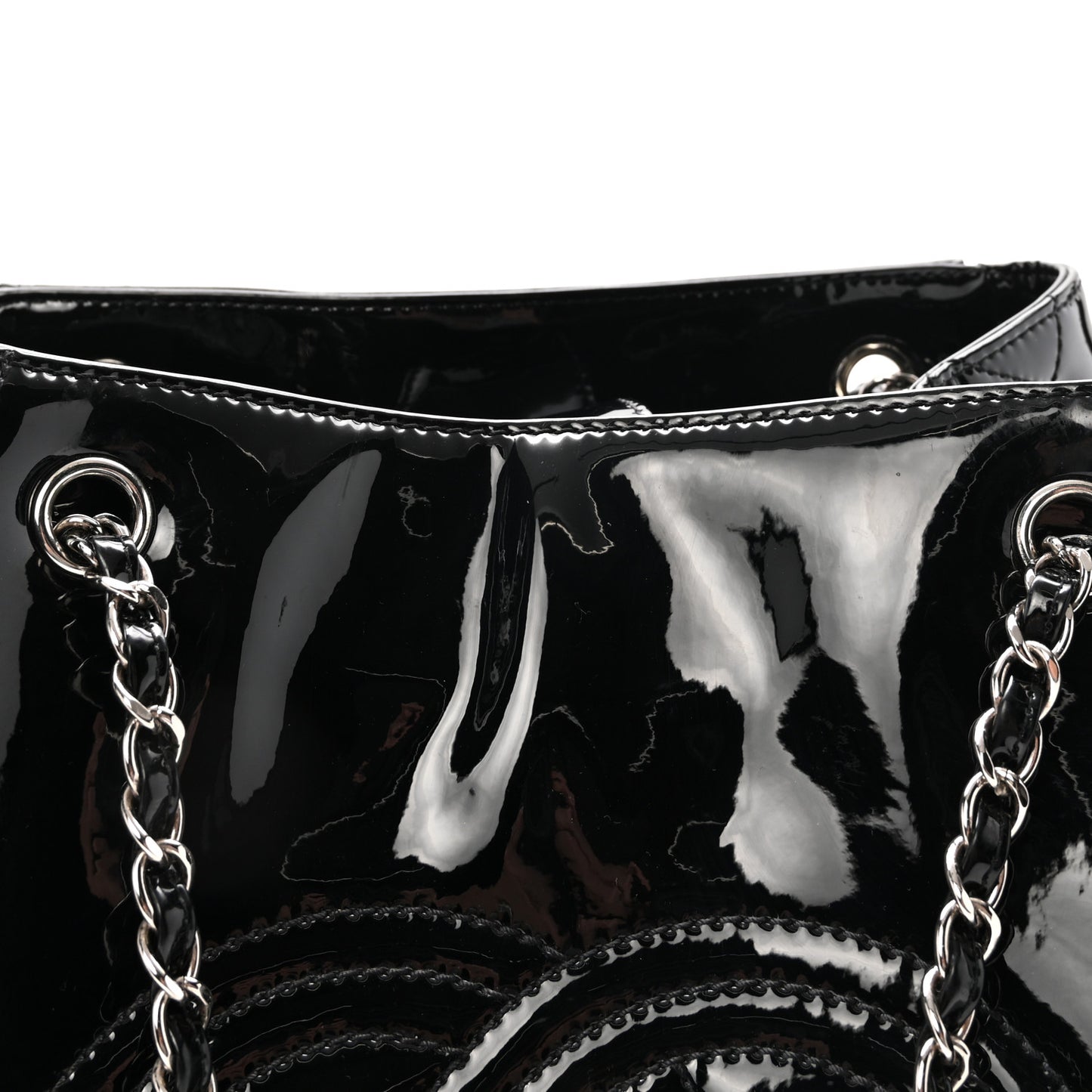 Vinyl Lipstick Ligne Accordion Tote Black