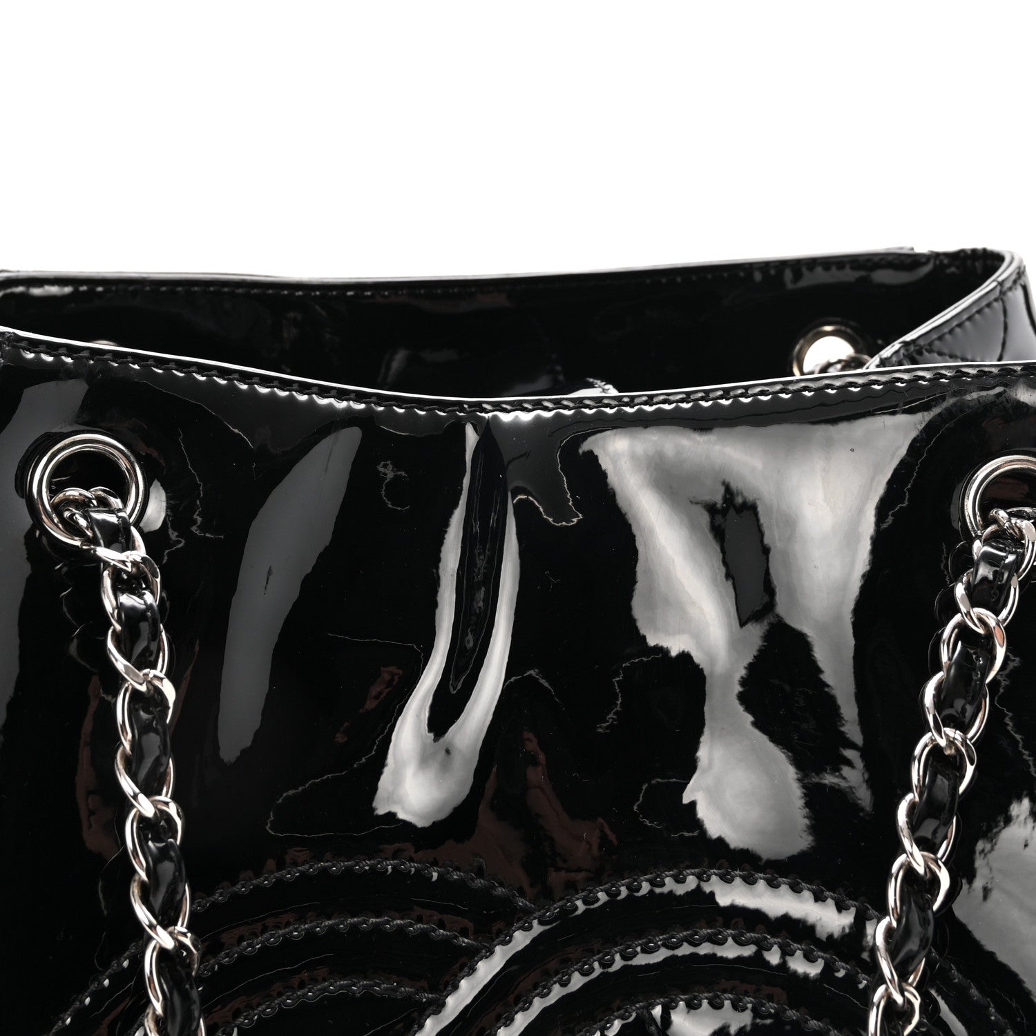 Chanel Vinyl Lipstick Ligne Accordion Tote Black 8 of 10