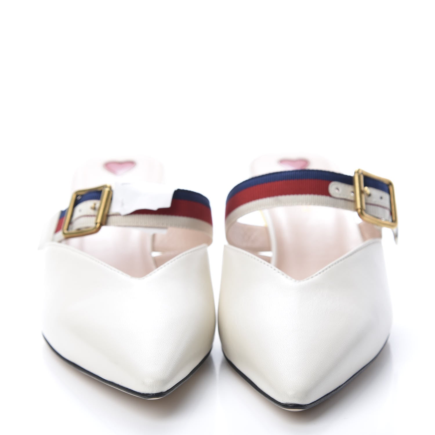 Gucci Malaga Kid Sylvie Web Bamboo Low Heel Mules 40.5 White 2 of 9