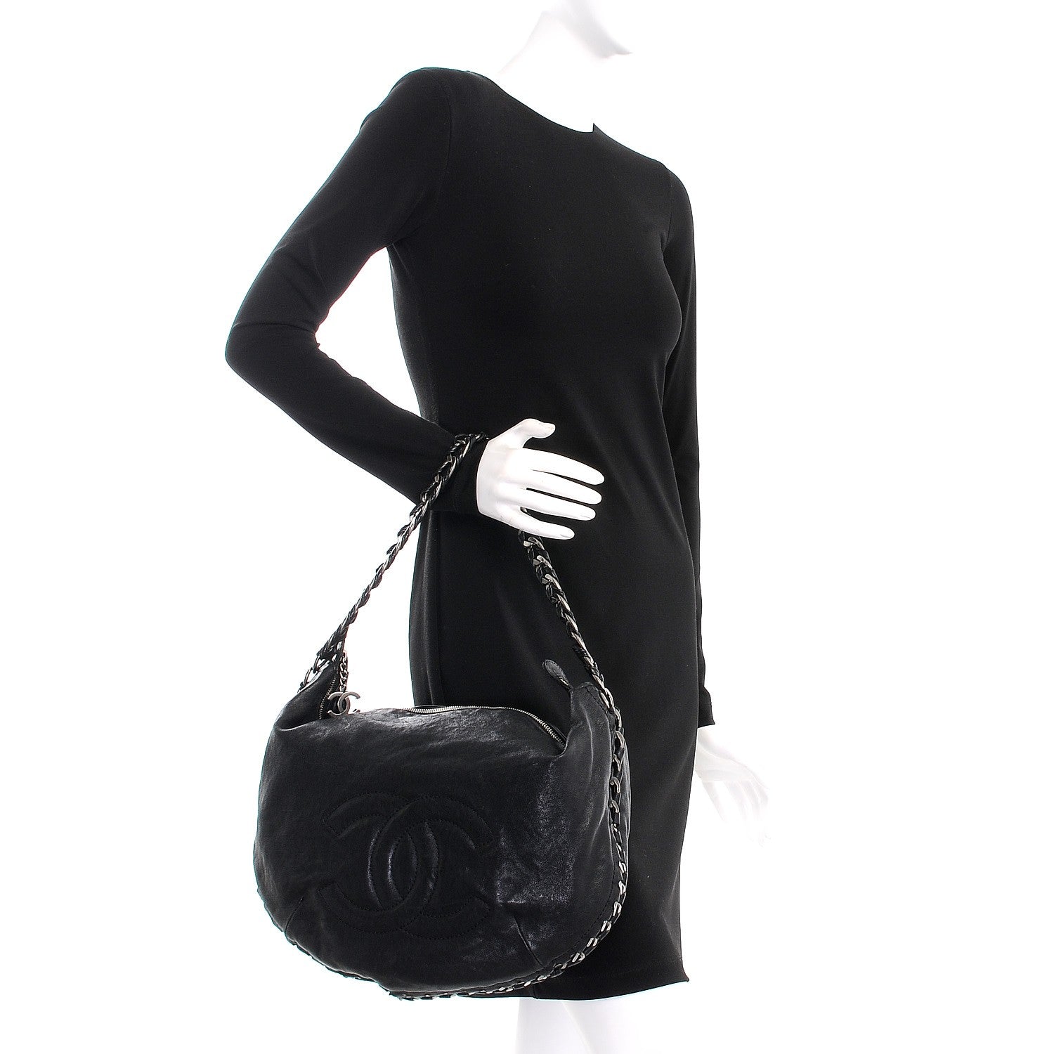 Chanel Calfskin Modern Chain Hobo Black 2 of 7