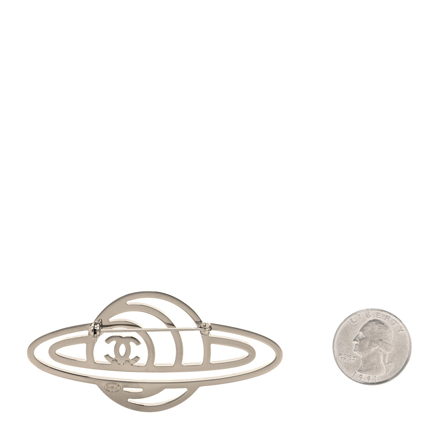 Chanel Crystal CC Planet Brooch Purple Light Blue Silver 2 of 3