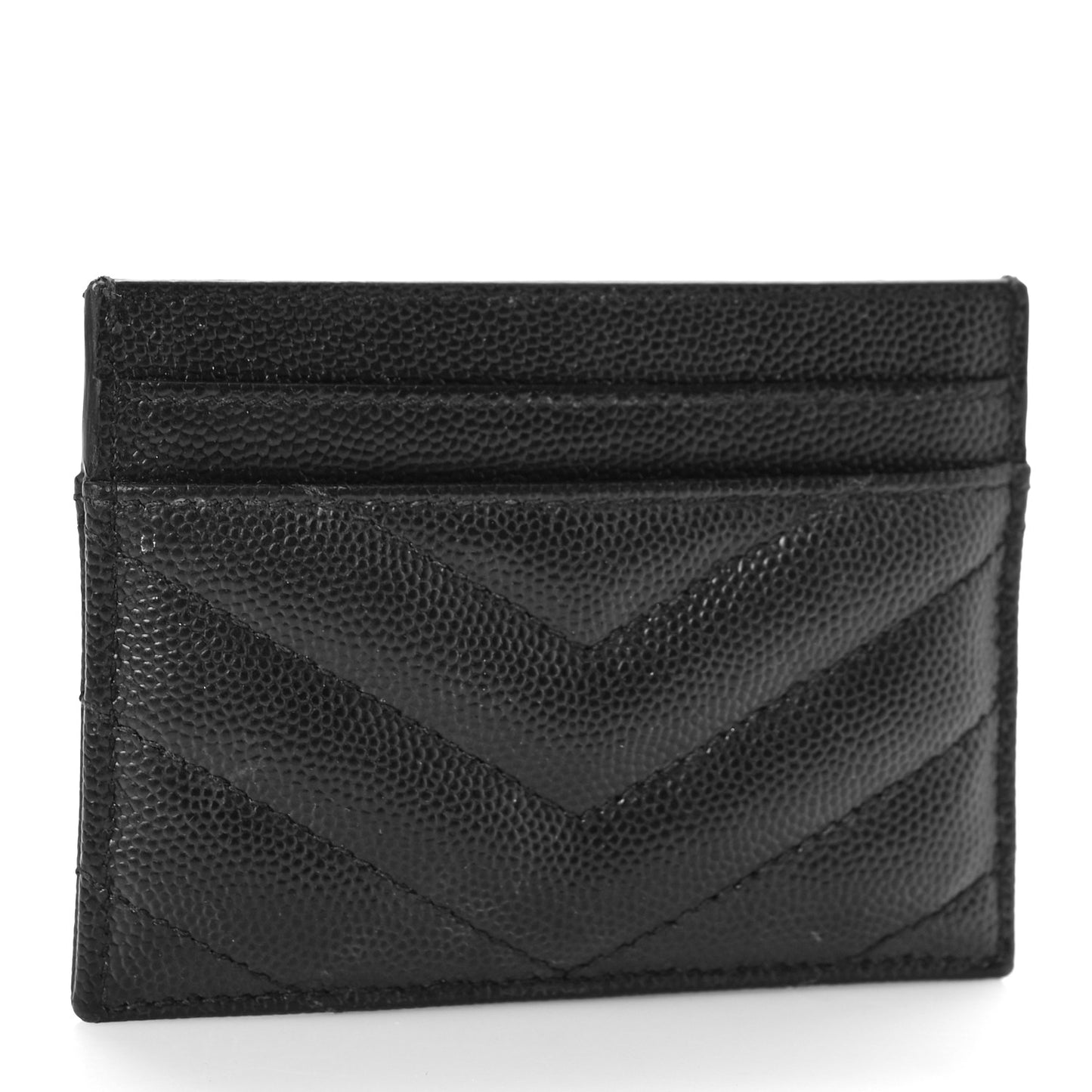 Grain De Poudre Matelasse Chevron Monogram Credit Card Case Black