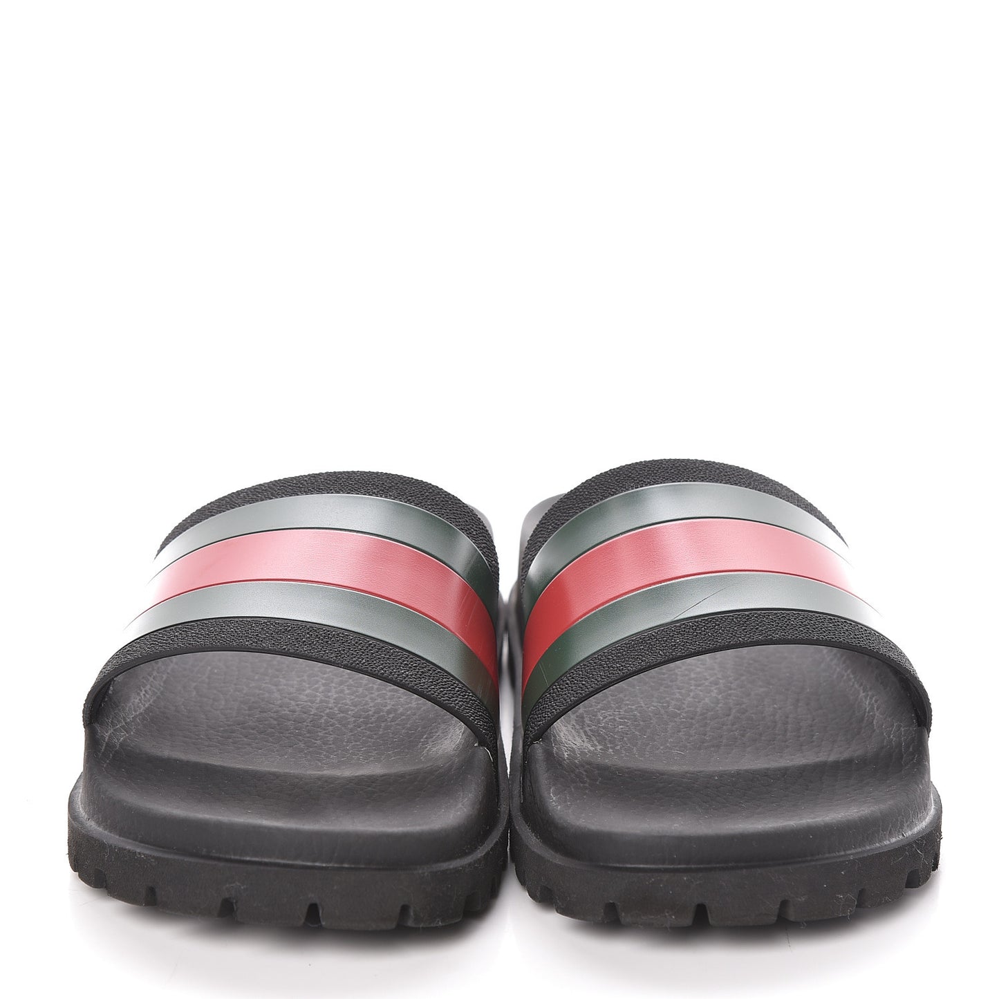 Rubber Web Mens Lug Sole Slide Sandals 8 Black Green Red