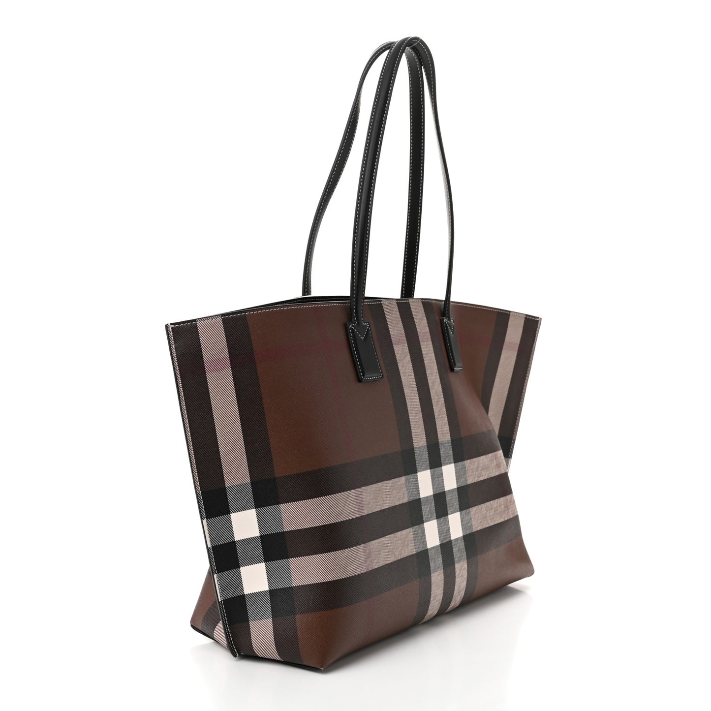 E-Canvas Check Medium Soft TB Tote Dark Birch Brown