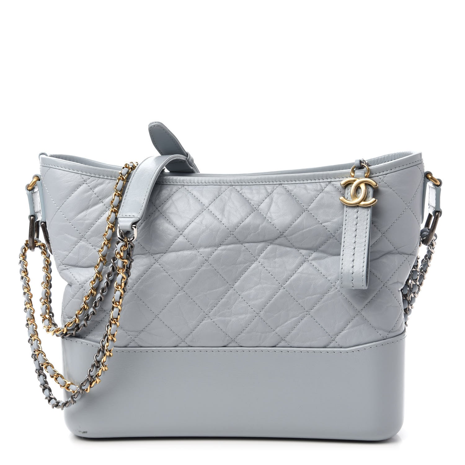 Chanel Aged Calfskin Quilted Medium Gabrielle Hobo Light Blue 1 of 11
