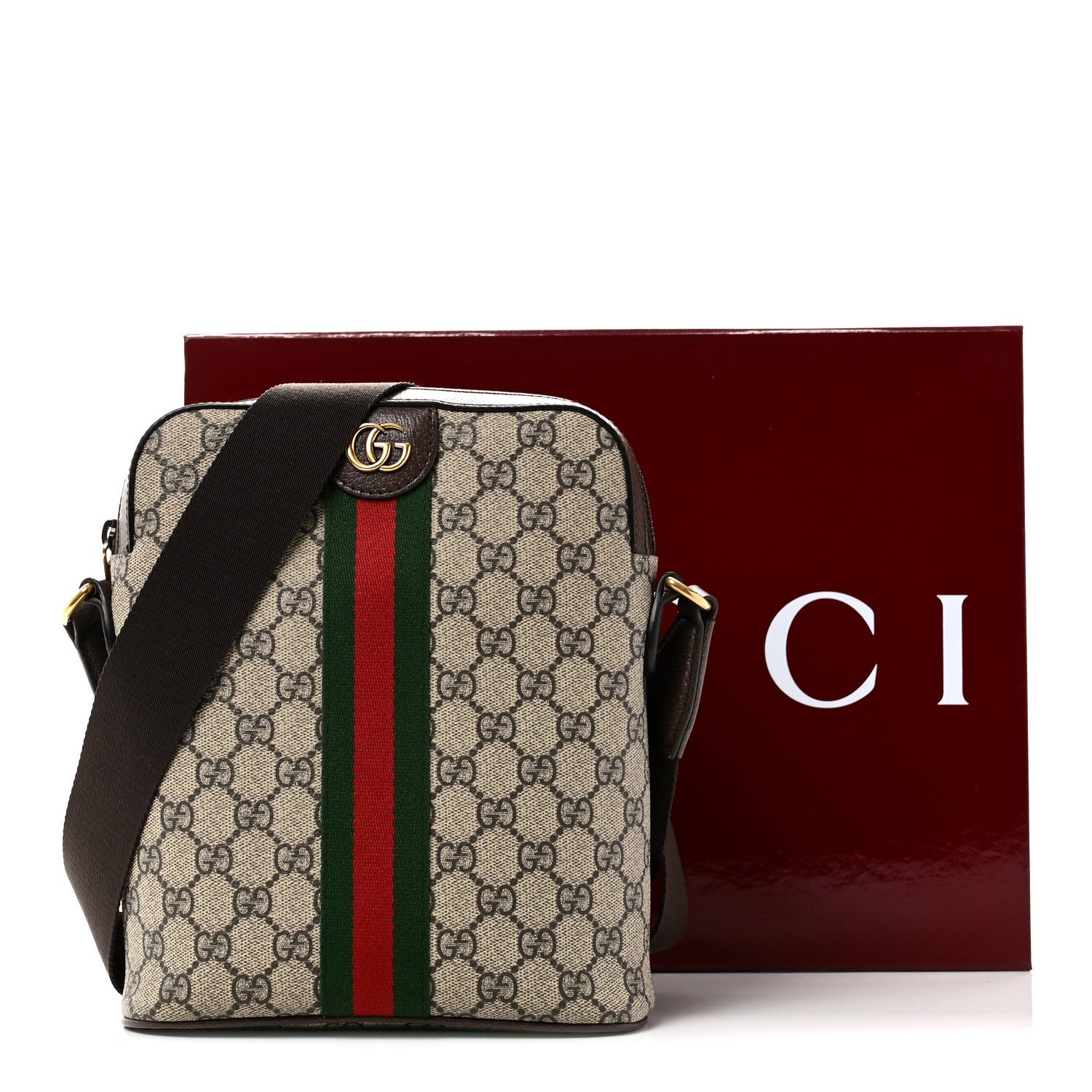Gucci GG Supreme Monogram Web Small Ophidia Slingbag Beige Ebony
