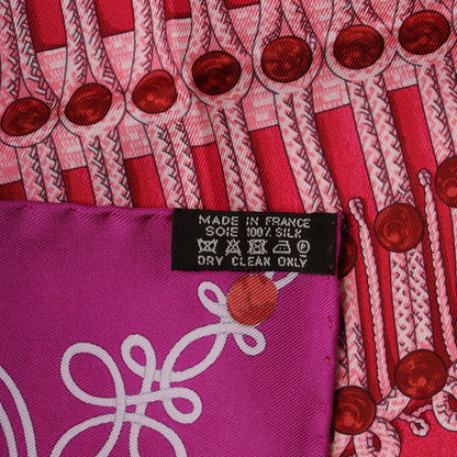 Hermes Silk Brandebourgs Pocket Square Scarf Rose Fuchsia Mauve 7 of 7