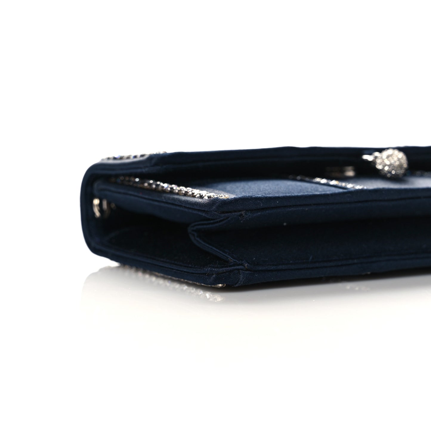 Crystal Satin Clutch Navy Blue