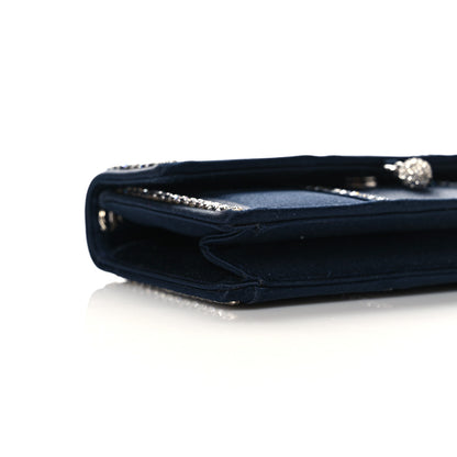 Judith Leiber Crystal Satin Clutch Navy Blue 7 of 9