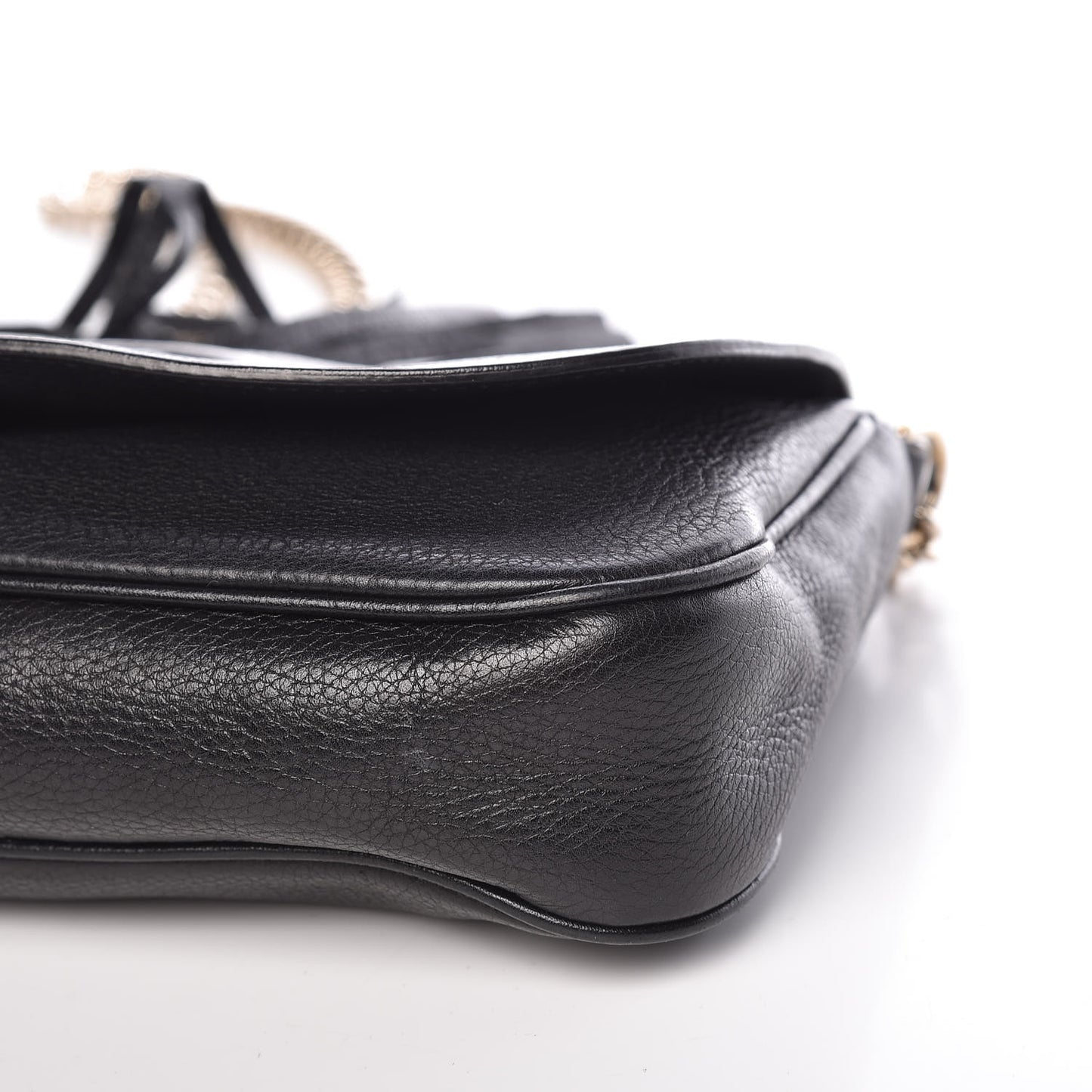 Pebbled Calfskin Medium Soho Flap Crossbody Black