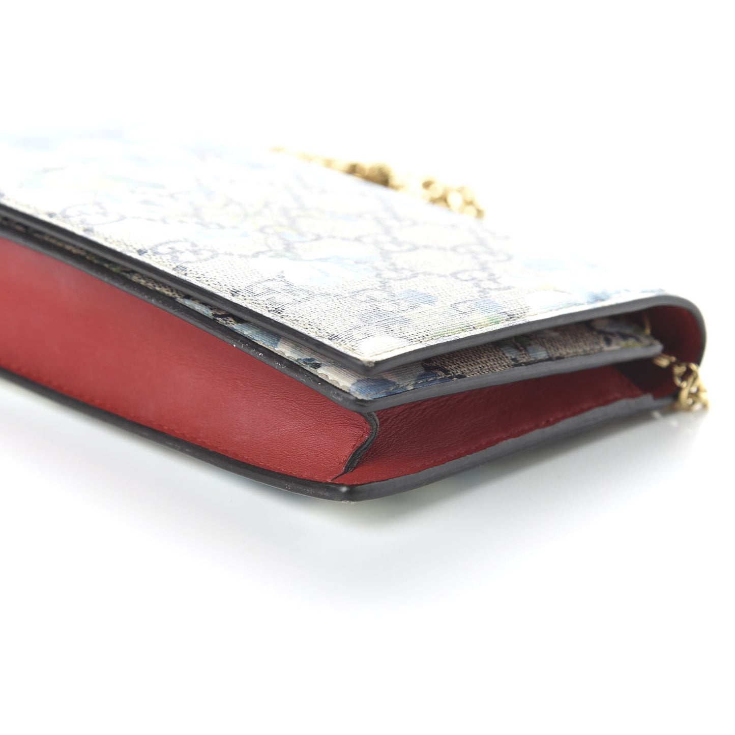 GG Supreme Monogram Blooms Chain Wallet Blue