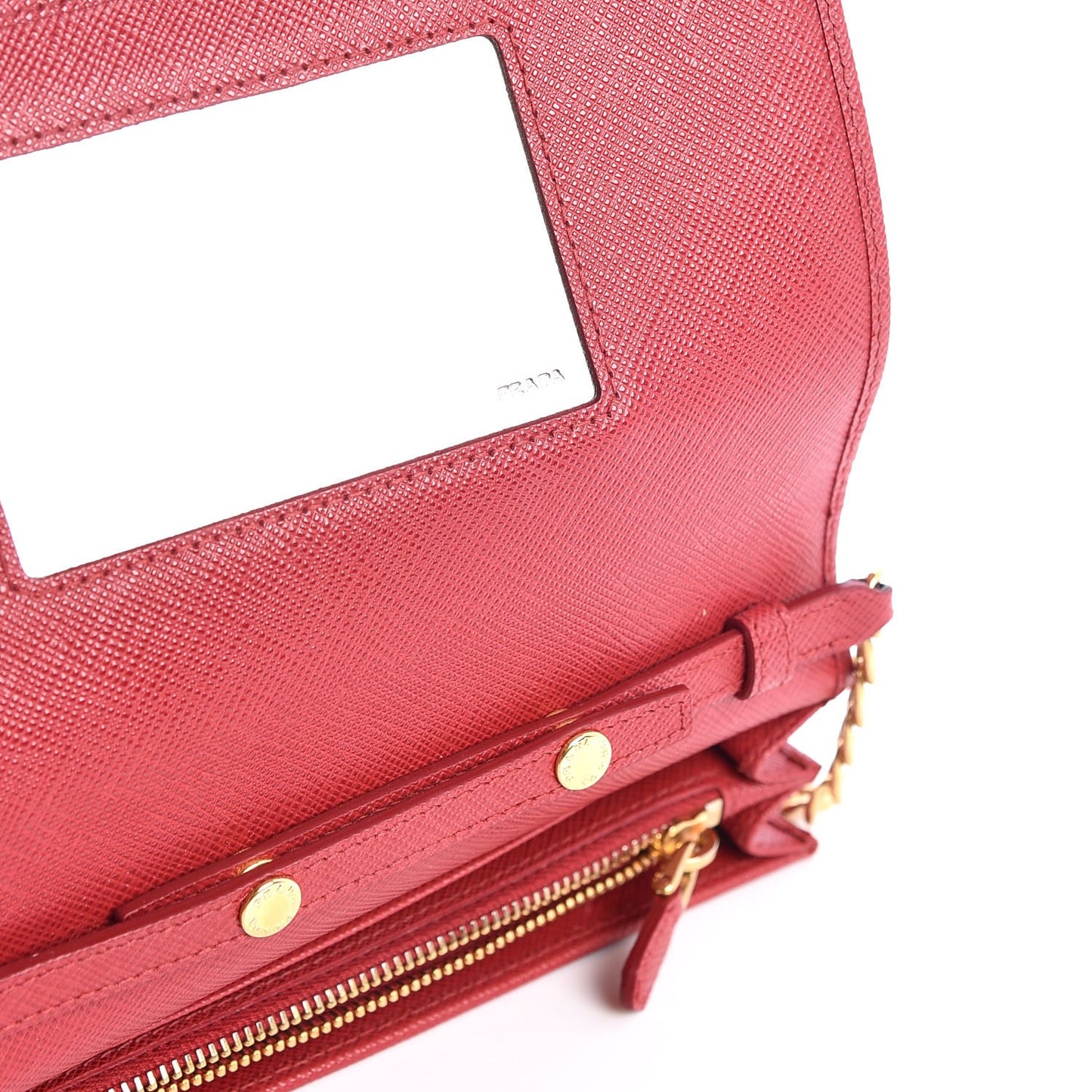 Saffiano Lux Chain Wallet Fuoco