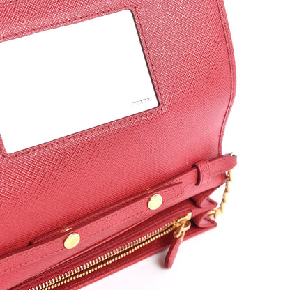 Prada Saffiano Lux Chain Wallet Fuoco 7 of 10