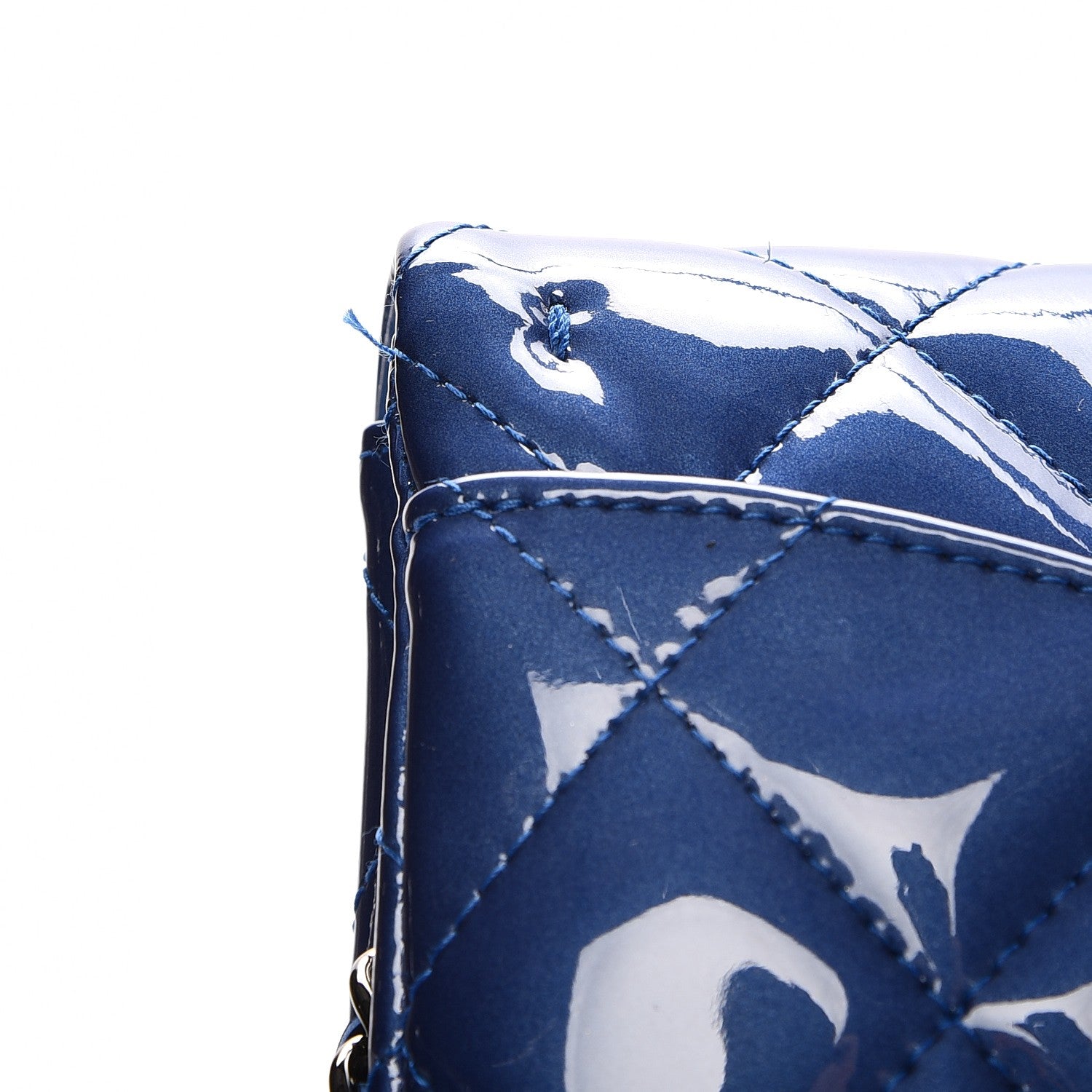 Chanel Patent Quilted Clutch with Chain Flap Blue Roi 15 of 17