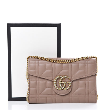 Gucci Calfskin Matelasse Mini Pearly GG Marmont Chain Wallet Porcelain Rose 10 of 10
