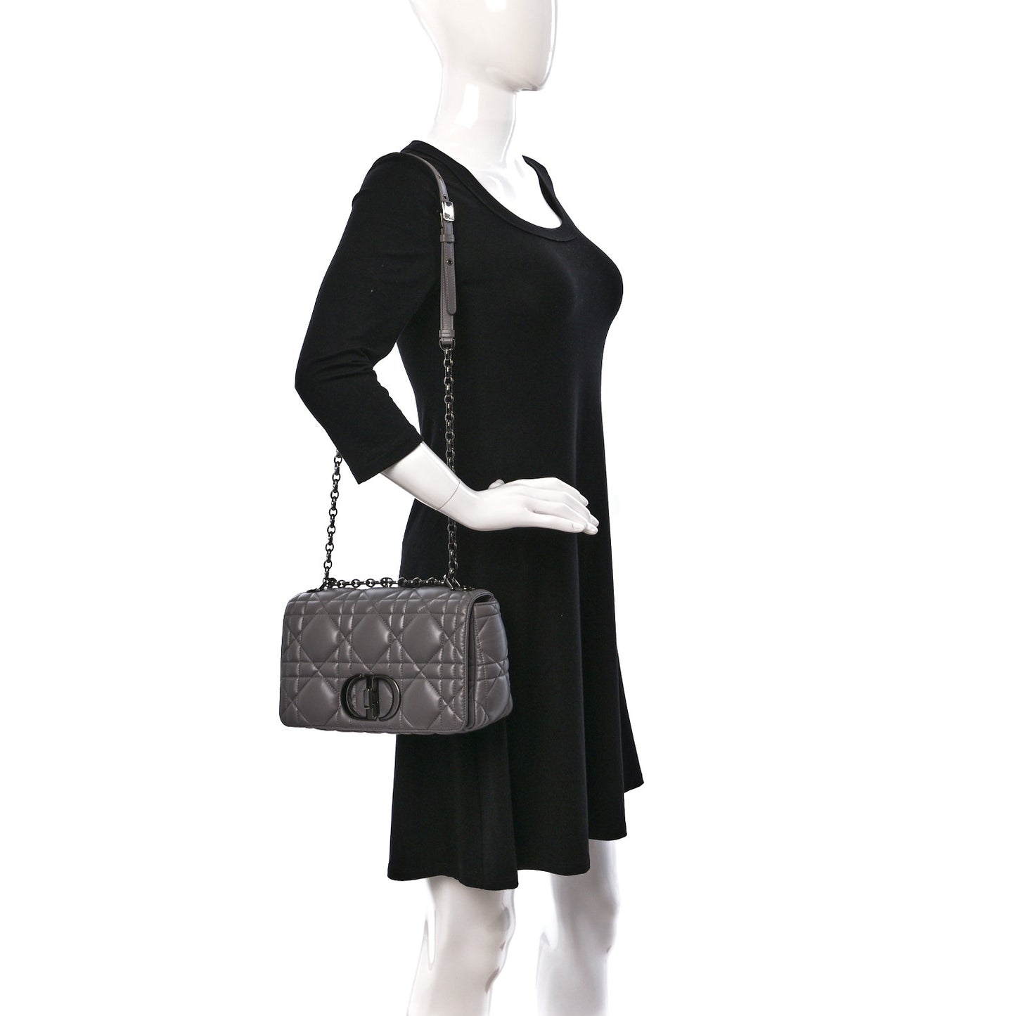 Calfskin Macrocannage Medium Caro Bag Iron Grey