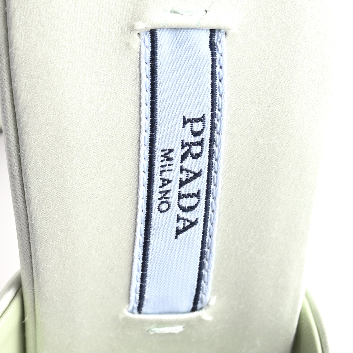 Satin Crystal Logo 90mm Slide Sandals 36.5 Acqua