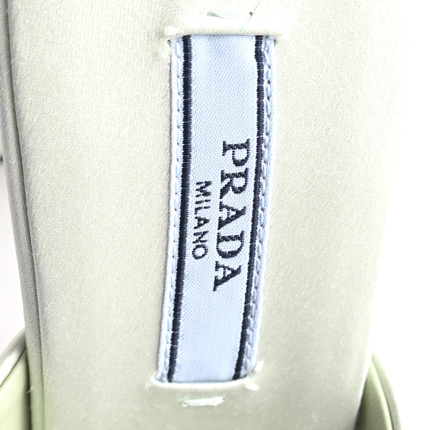 Prada Satin Crystal Logo 90mm Slide Sandals 36.5 Acqua 8 of 9
