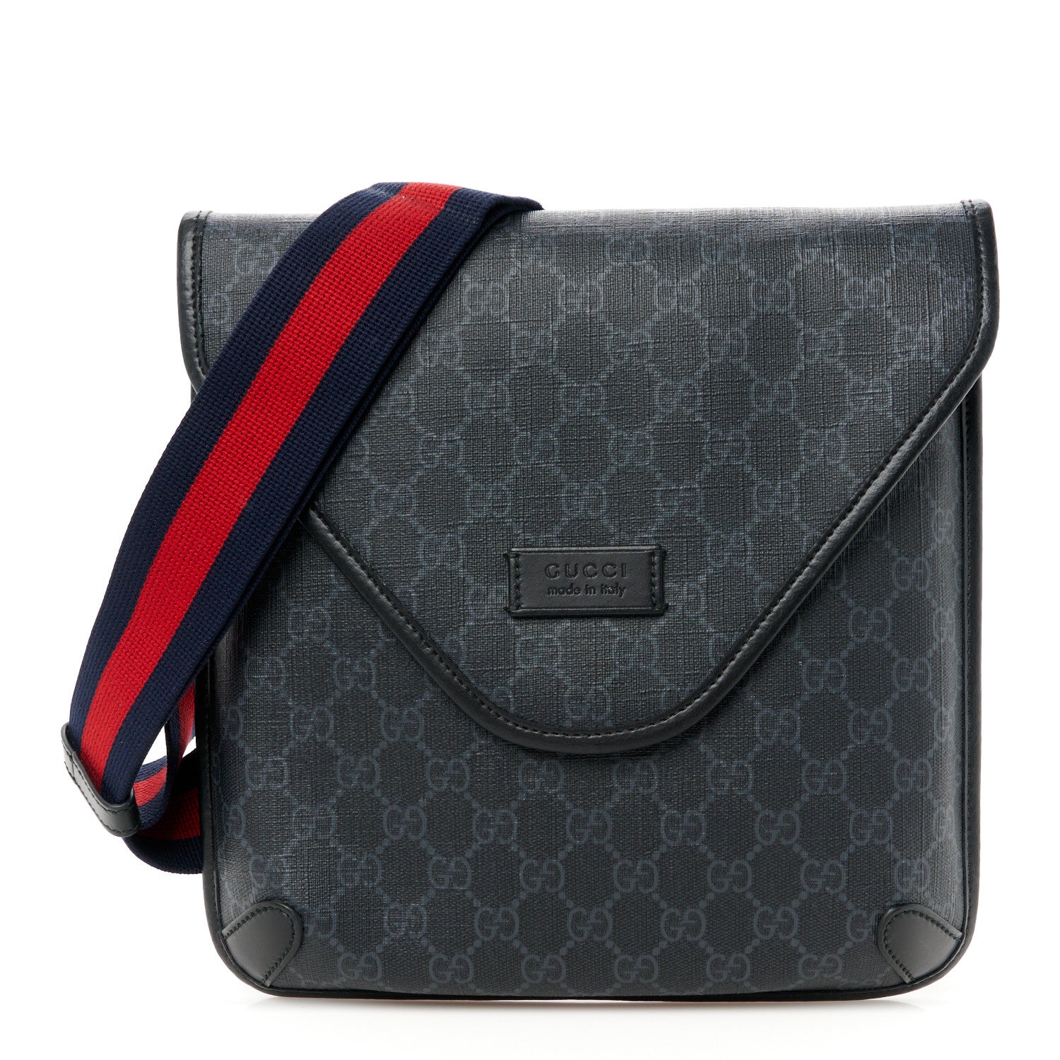 Gucci GG Supreme Monogram Web Medium Messenger Bag Black Grey 1 of 13