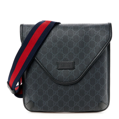 Gucci GG Supreme Monogram Web Medium Messenger Bag Black Grey 1 of 13