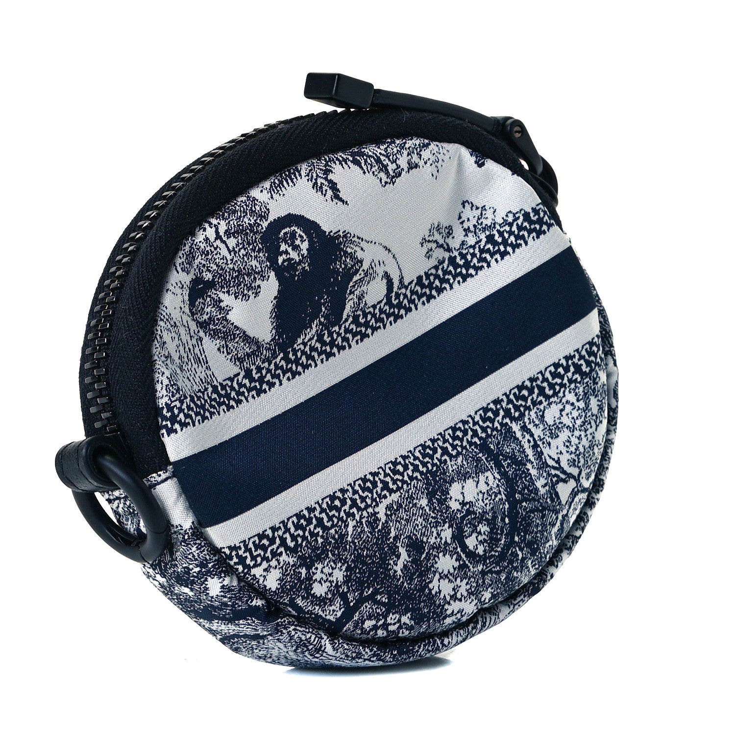 Christian Dior Technical Fabric Embroidered Toile De Jouy DiorTravel Round Coin Purse Blue 2 of 7