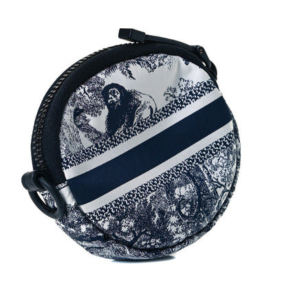 Christian Dior Technical Fabric Embroidered Toile De Jouy DiorTravel Round Coin Purse Blue 2 of 7