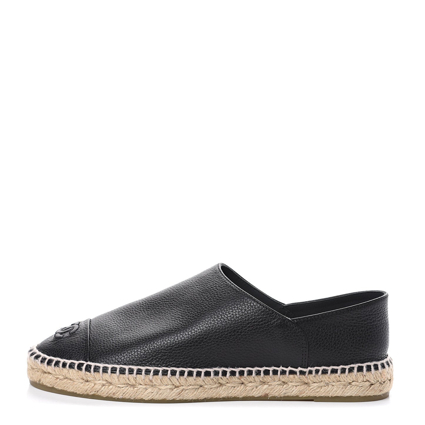 Grained Calfskin CC Espadrilles 41 Black