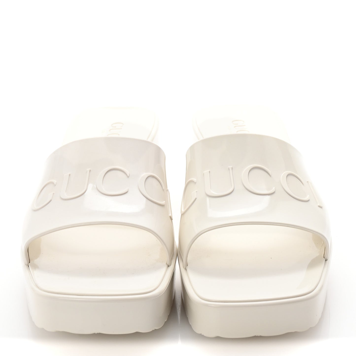 Rubber Gucci Logo Womens Platform 20/60mm Slide Sandals 39 Mystic White