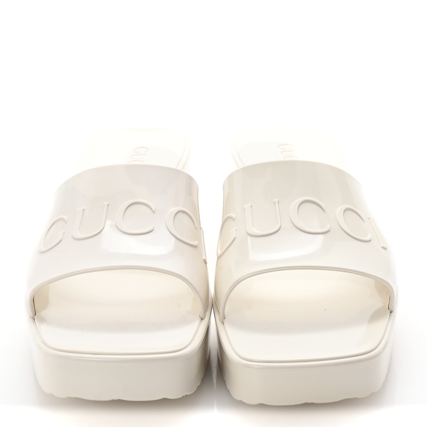 Gucci Rubber Gucci Logo Womens Platform 20/60mm Slide Sandals 39 Mystic White 3 of 10