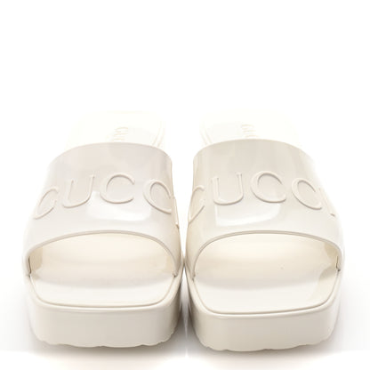 Gucci Rubber Gucci Logo Womens Platform 20/60mm Slide Sandals 39 Mystic White 3 of 10