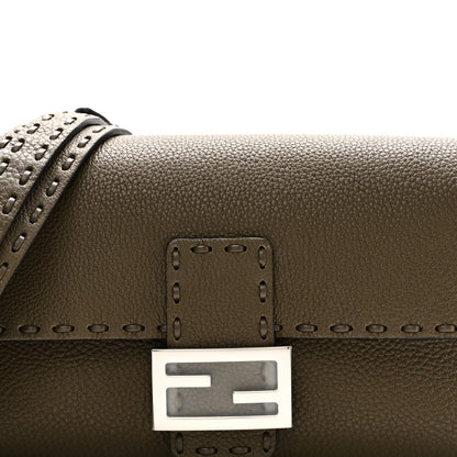 Fendi Cuoio Roma Sellerissima Nappa Sintetica Tape Stitch Baguette Wood 7 of 9