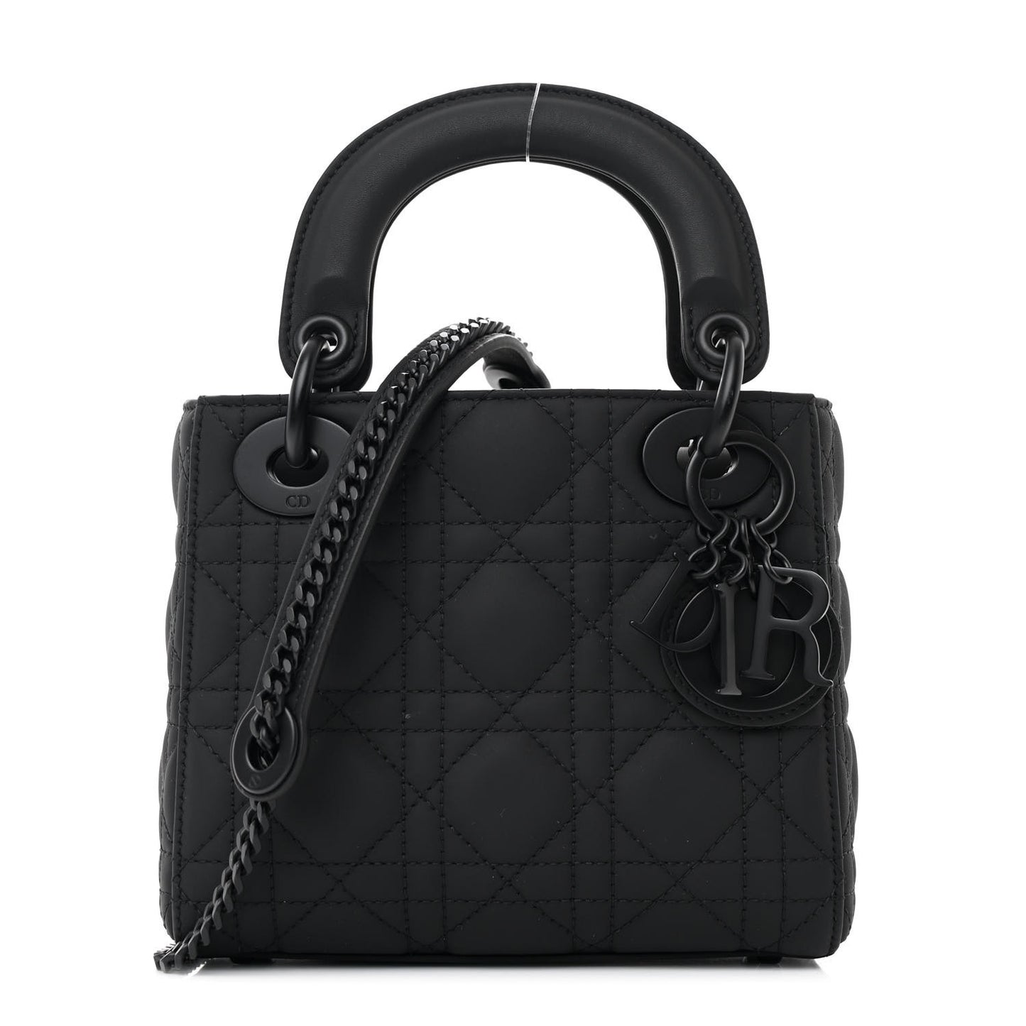 Ultra Matte Calfskin Cannage Mini Lady Dior Black