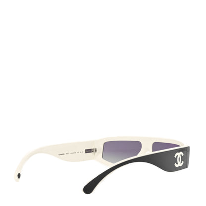 Chanel Acetate Cat Eye Sunglasses 6057 Black White 4 of 7