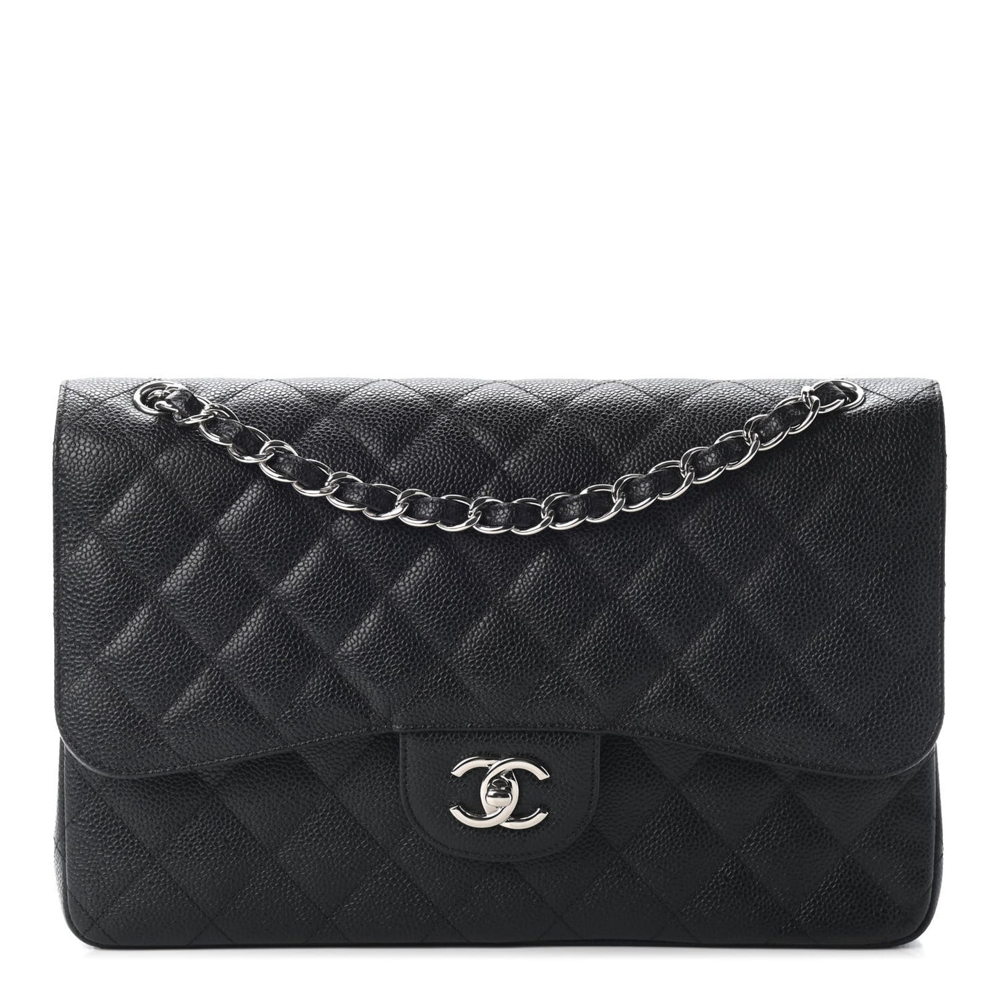Caviar Quilted Jumbo Double Flap Black