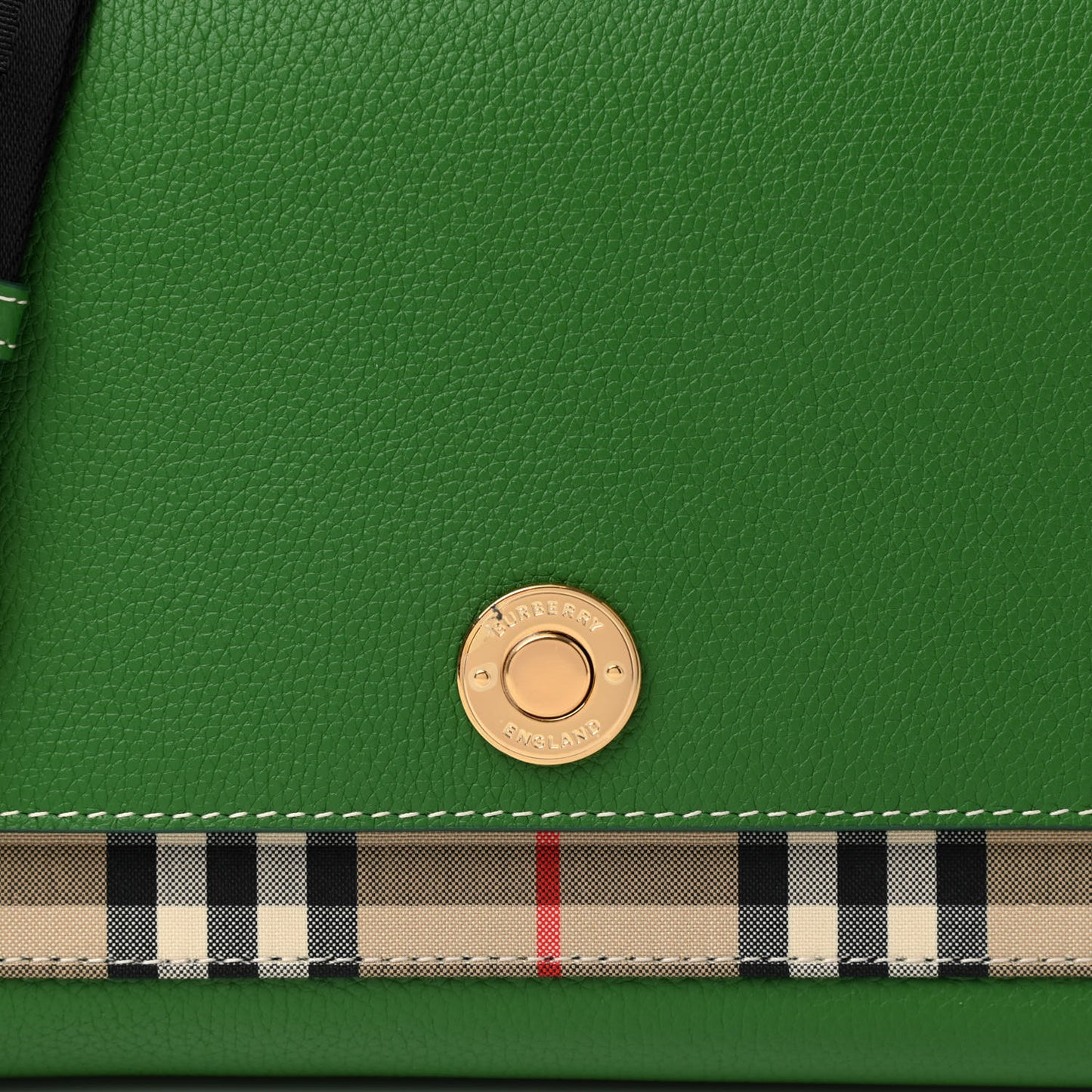 Grainy Calfskin Vintage Check Note Crossbody Bag Ivy Green