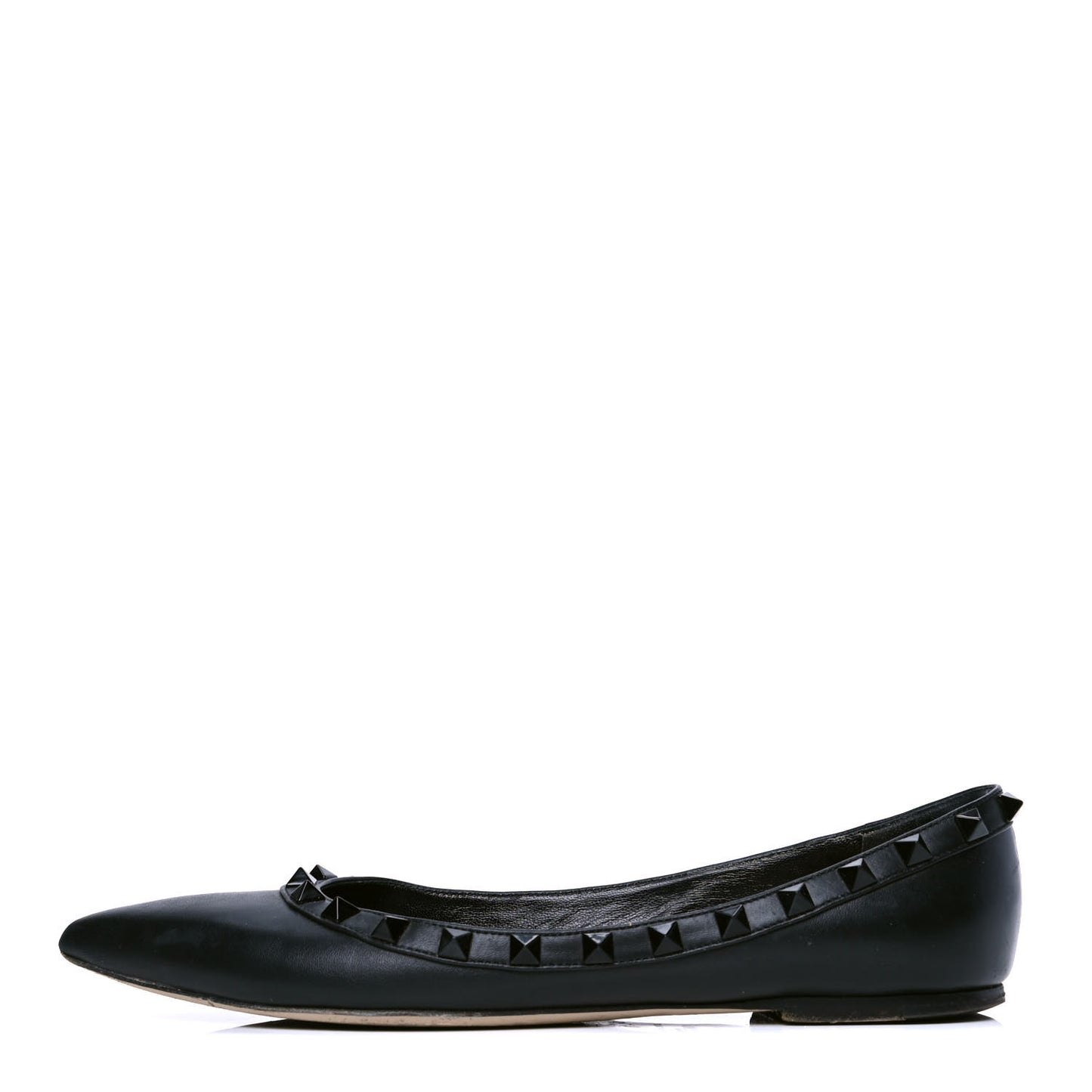 Calfskin Lacquered Monochrome Rockstud Ballerina Flats 37 Black