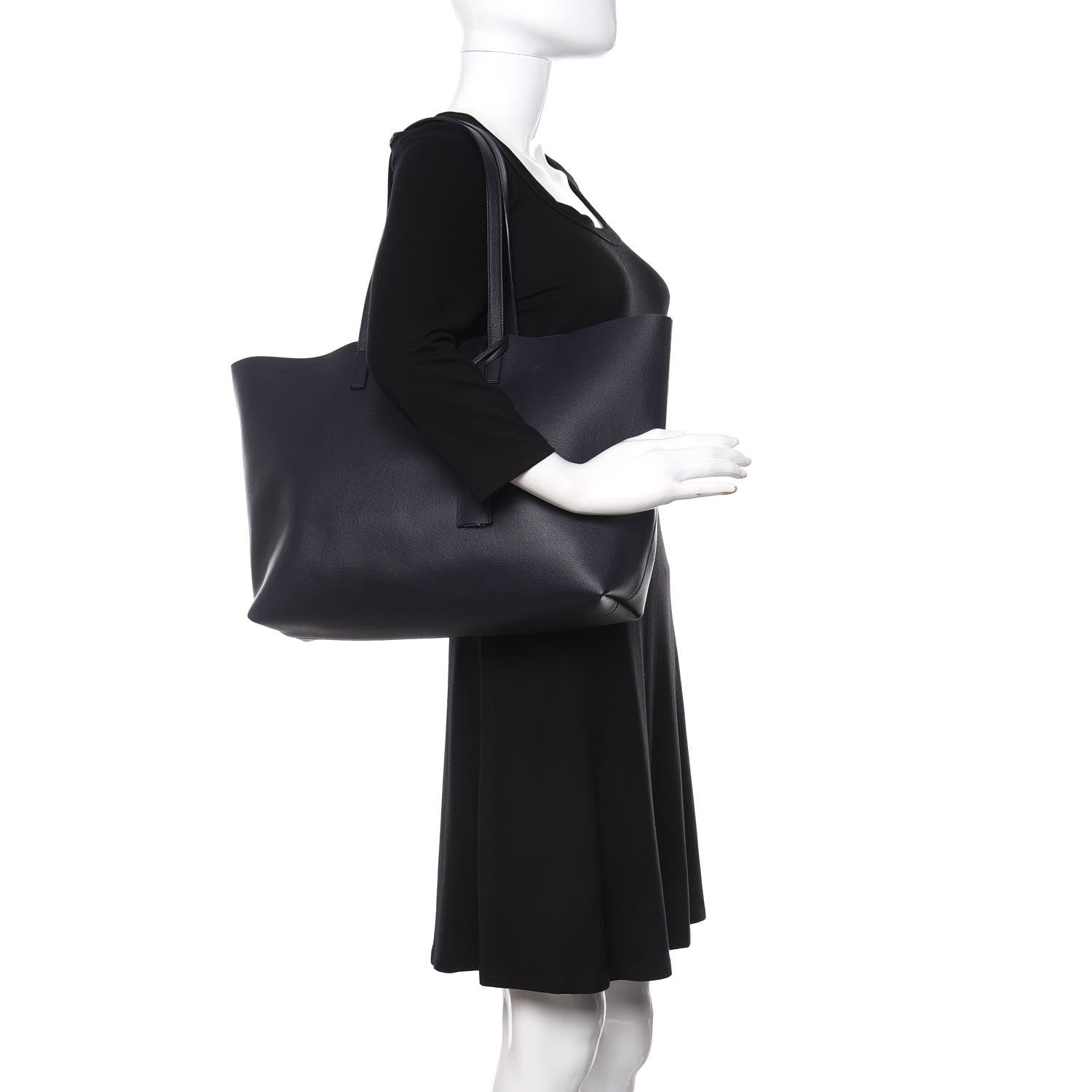 Saint Laurent Calfskin Large Shopping Tote Deep Marine 2 of 10