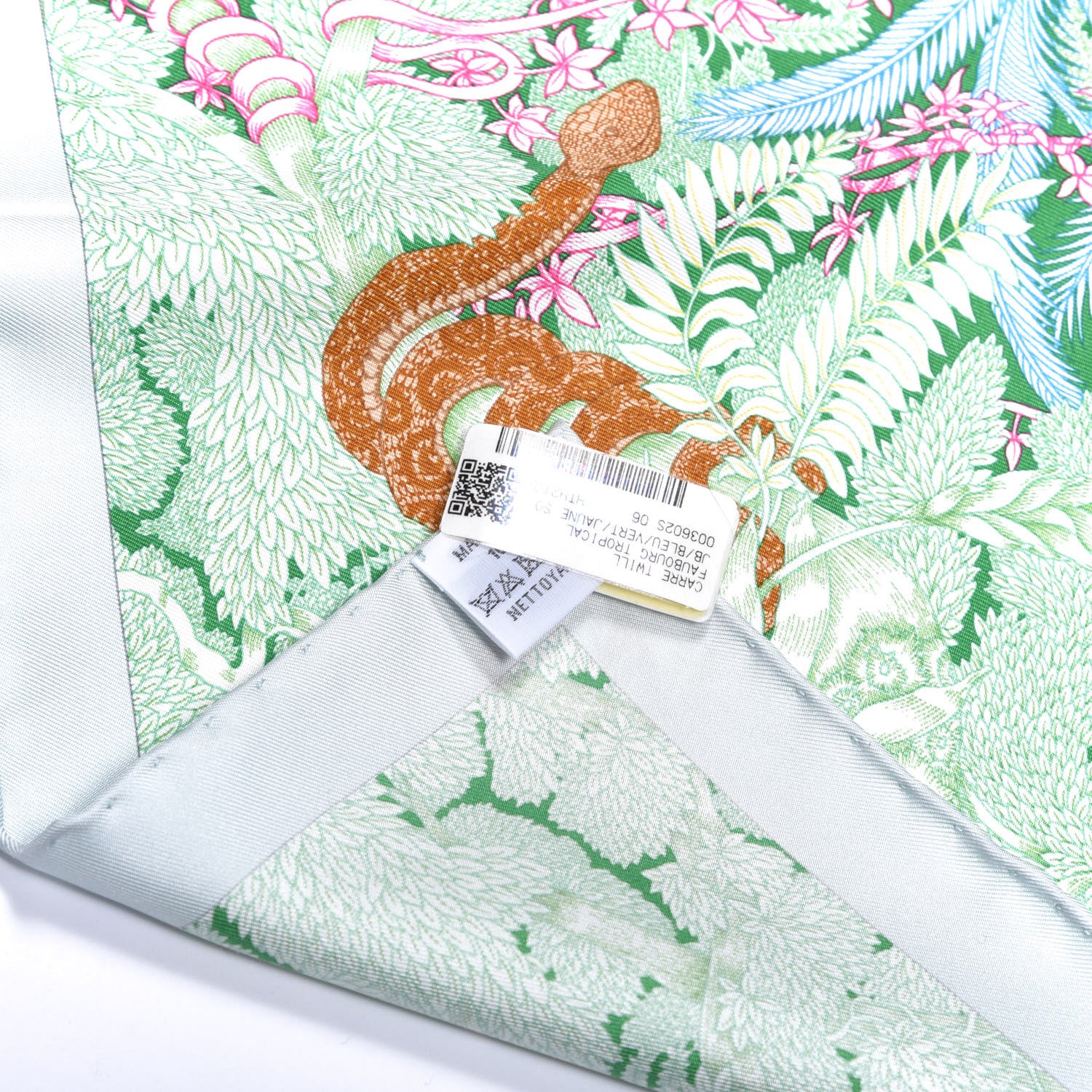 Hermes Silk Twill Faubourg Tropical Scarf 90 Bleu Vert Jaune 2 of 6