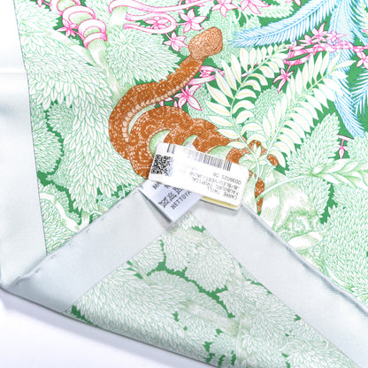 Hermes Silk Twill Faubourg Tropical Scarf 90 Bleu Vert Jaune 2 of 6