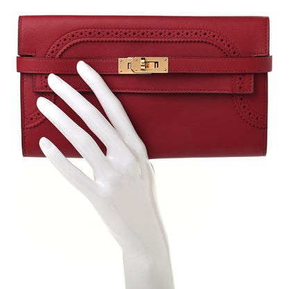 Hermes Swift Ghillies Kelly Longue Wallet Rouge Grenat 2 of 6