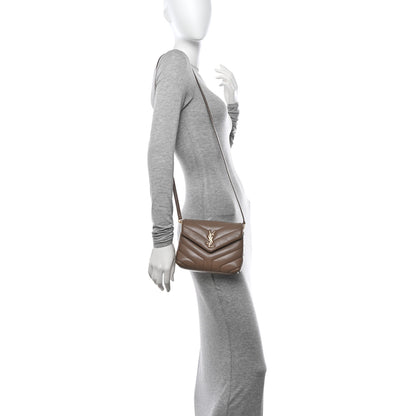 Saint Laurent Calfskin Y Quilted Monogram Toy Loulou Crossbody Bag Taupe 2 of 15