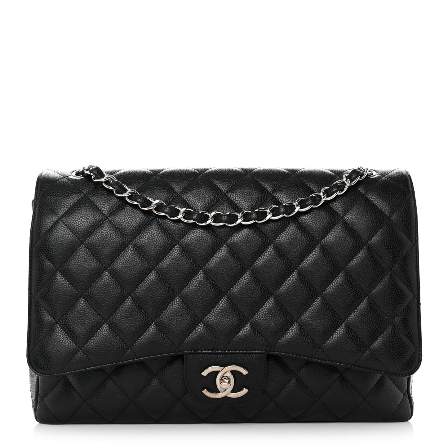 Caviar Quilted Maxi Double Flap Black