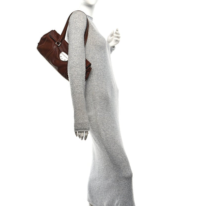 Prada Cervo Antik Easy Foldover Pushlock Satchel Teak 2 of 9