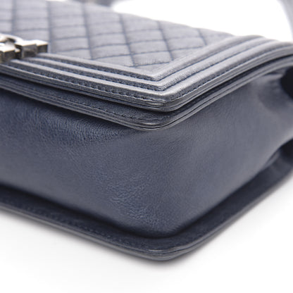 Chanel Calfskin Quilted Medium Boy Flap Dark Navy 9 of 14