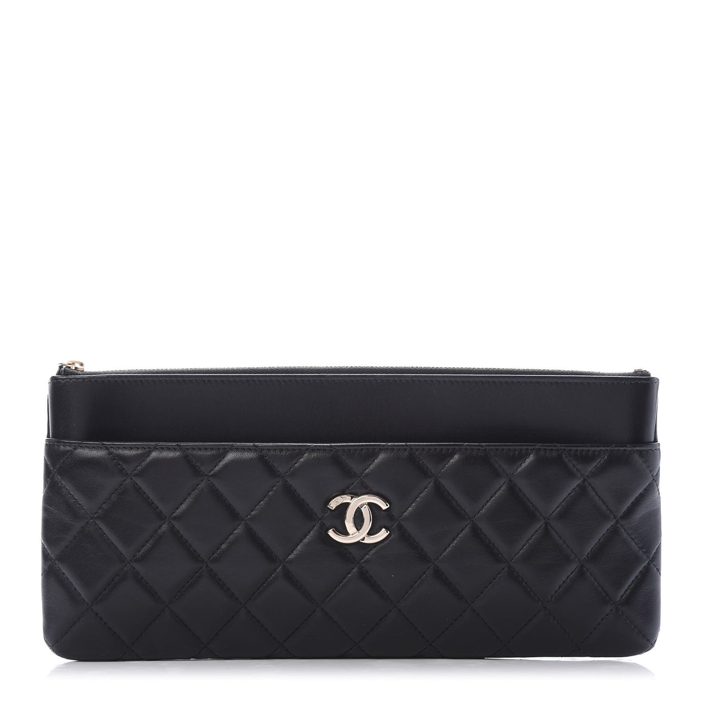 Lambskin Quilted Flap Clutch Black