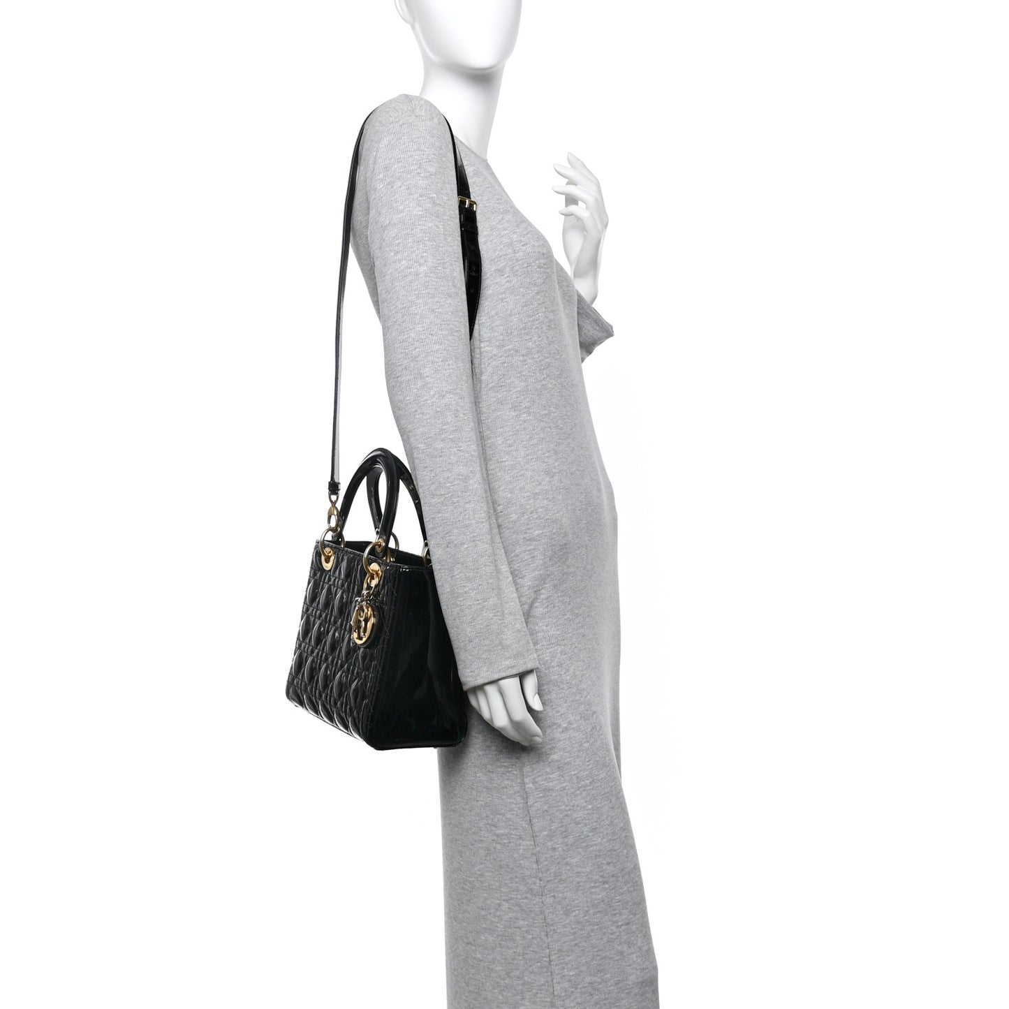 Patent Cannage Medium Lady Dior Black